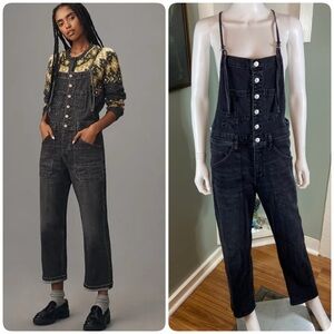 Pilcro Anthropologie Pater’s Painters Dark Gray Black Jean Denim Overalls 28